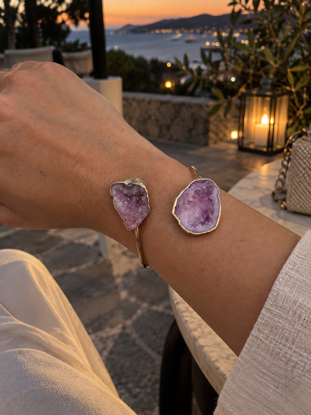 Zivèra Solar Agate Bangle — 18K Goldplated | The Atelier