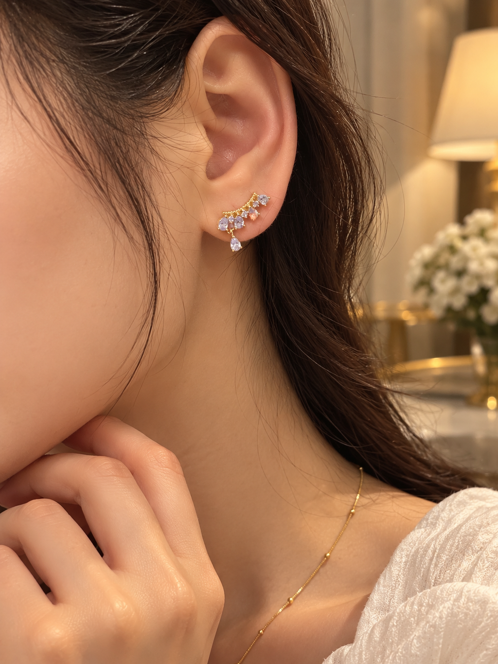 Zivèra Viola Oorbellen — 14K Goldplated | Lila Zirkonia