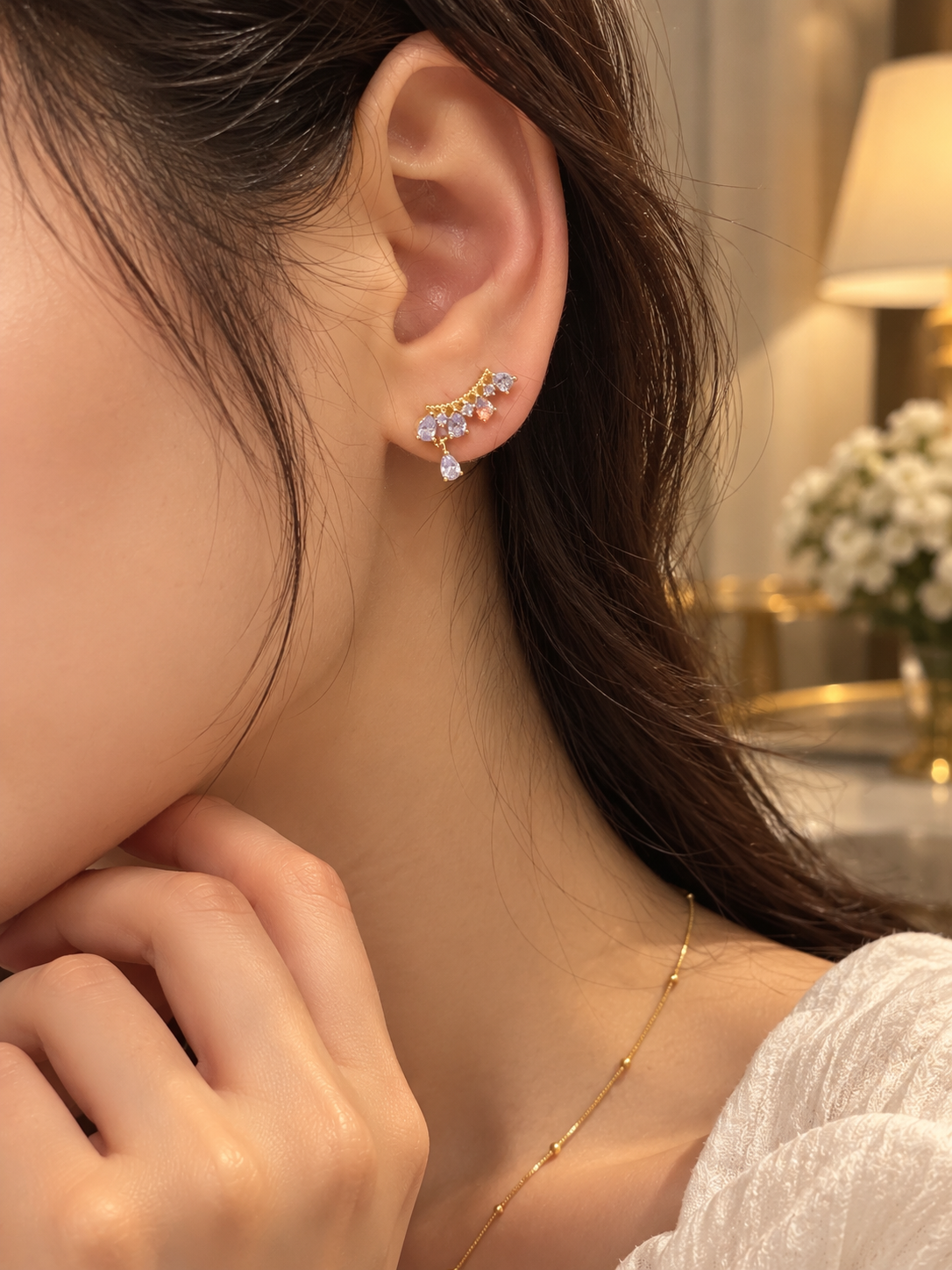 Zivèra Viola Oorbellen — 14K Goldplated | Lila Zirkonia