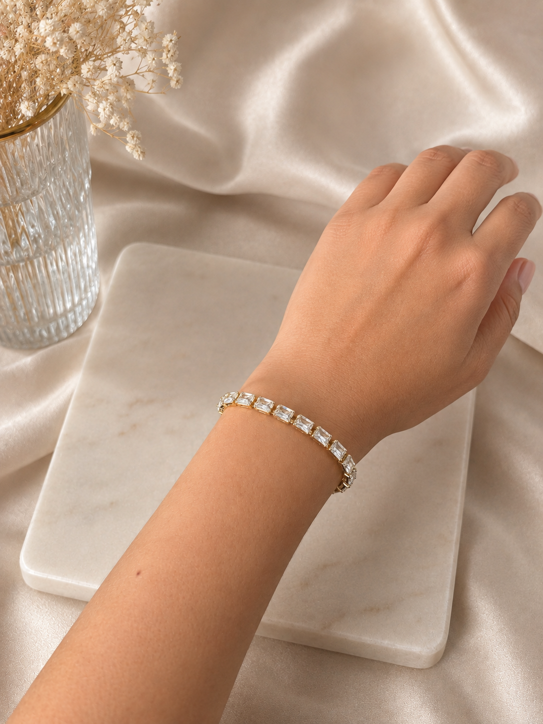 Zivèra Gouden Tennisarmband met Emerald Kristallen | 14K Goldplated