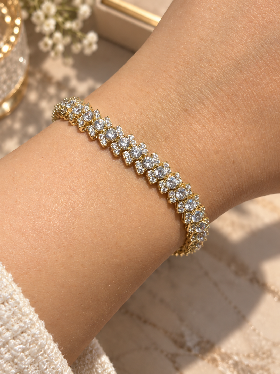 Zivèra Dubbele Rij Pavé Tennis Armband 14K Goldplated