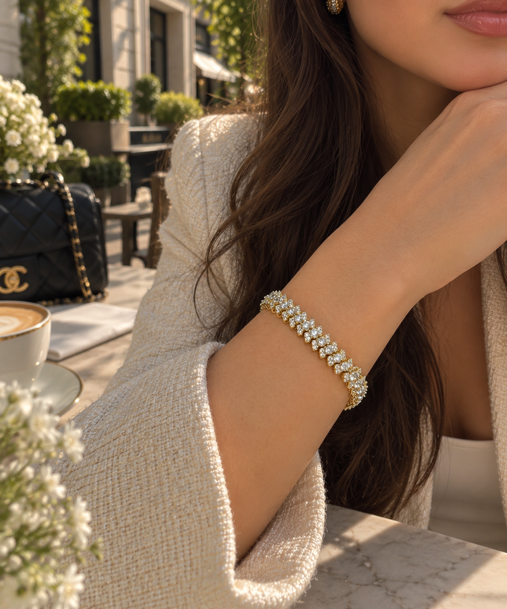 Zivèra Dubbele Rij Pavé Tennis Armband 14K Goldplated