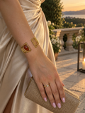 Zivèra Handgemaakte Carneool Cuff Armband | 18K Goldplated