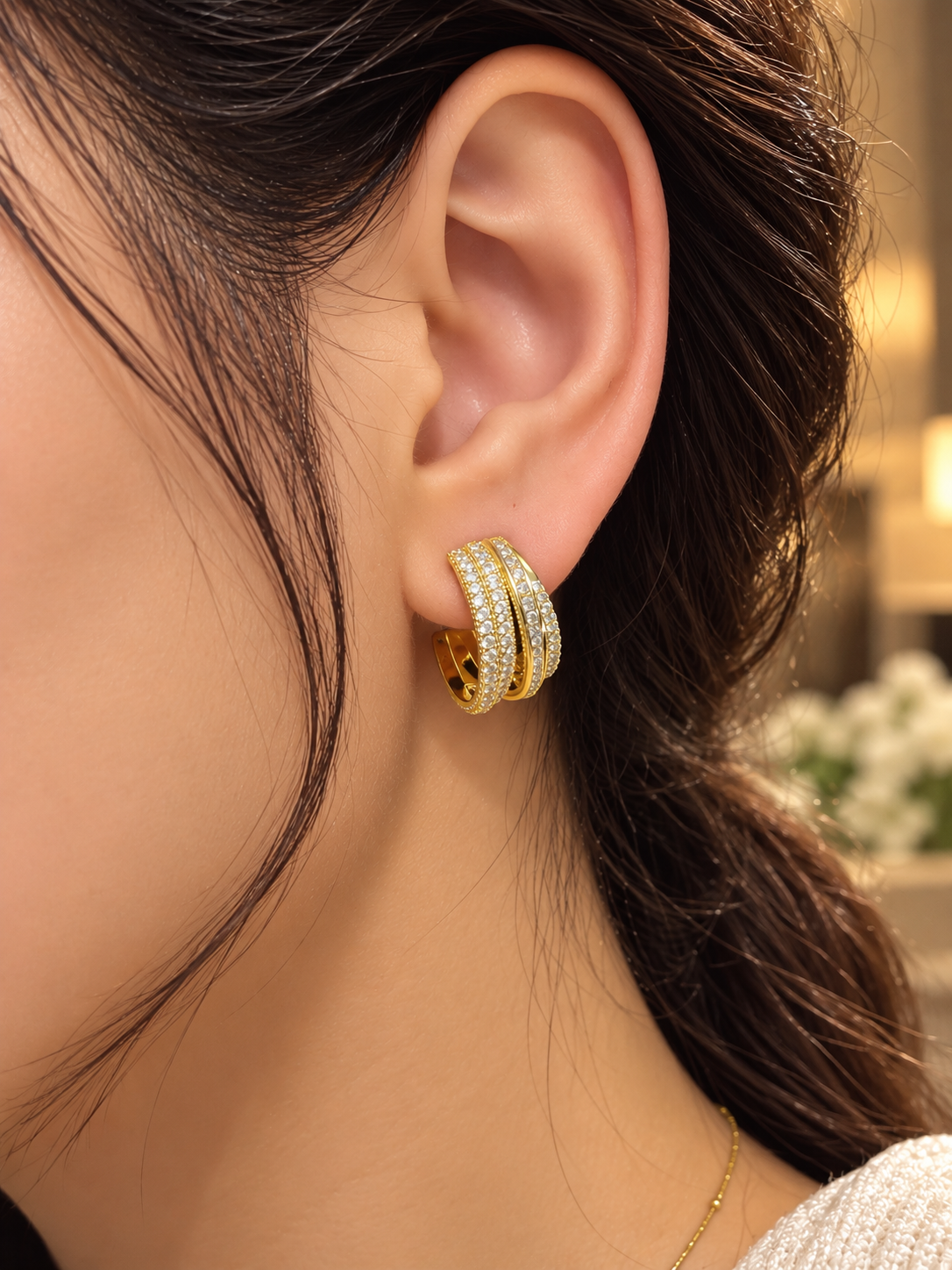Zivèra Luxe Hoops — 14K Goldplated | Pave Zirkonia
