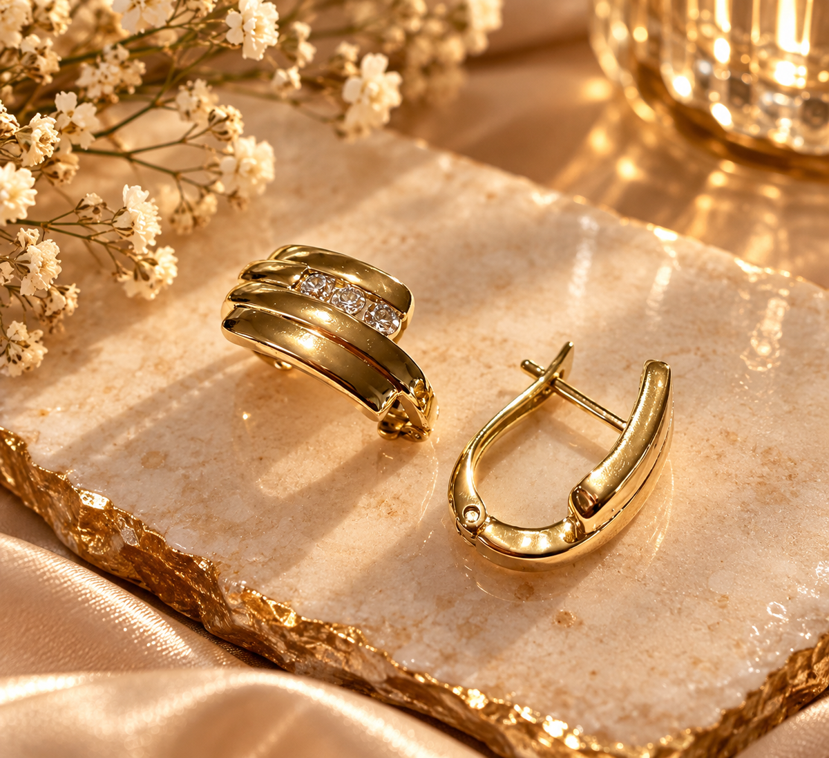Zivèra Ridge Oorbellen — 14K Goldplated