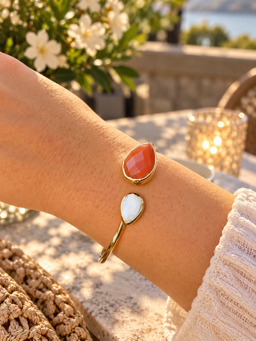 Zivèra Akik & İnci Cuff — 18K Goldplated | Handgemaakt