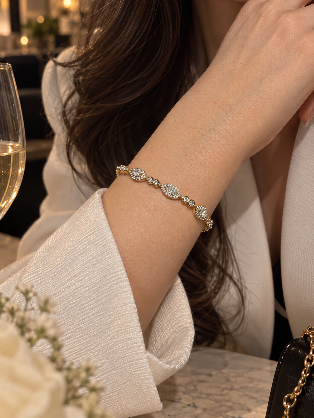 Zivèra Ovale Pavé Halo Armband 14K Goldplated