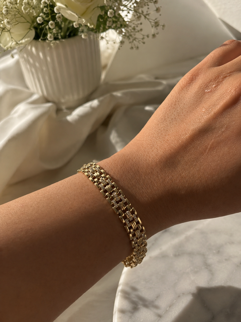 Zivèra Gouden Schakelarmband – 14K Goldplated Stainless Steel