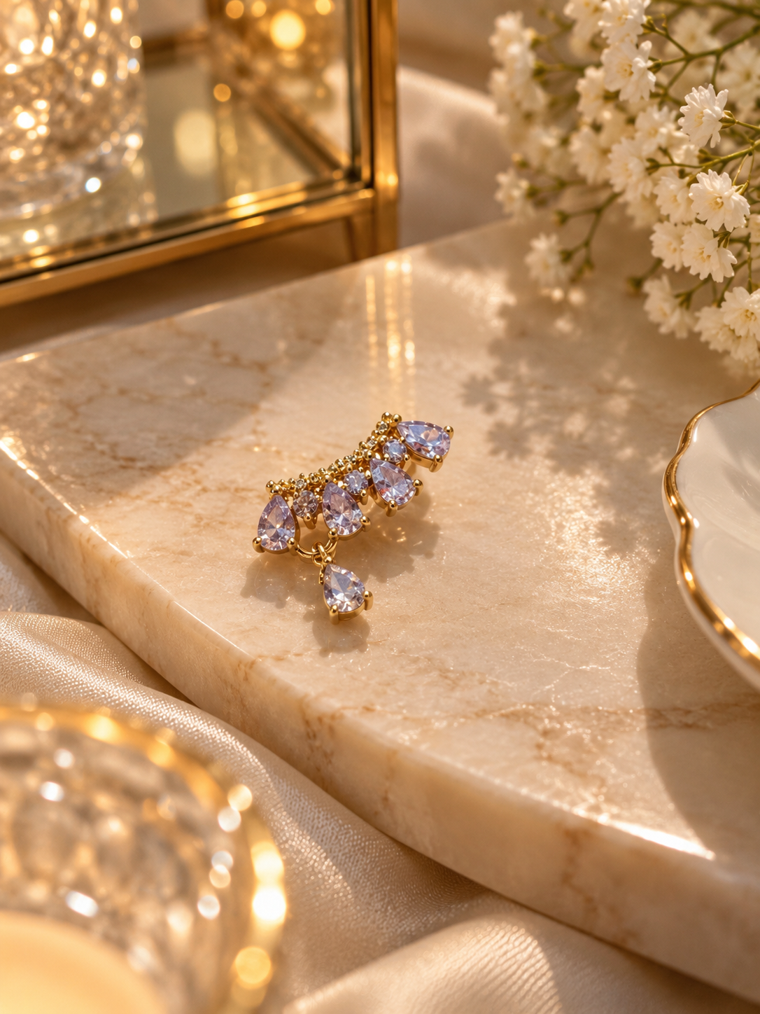 Zivèra Viola Oorbellen — 14K Goldplated | Lila Zirkonia