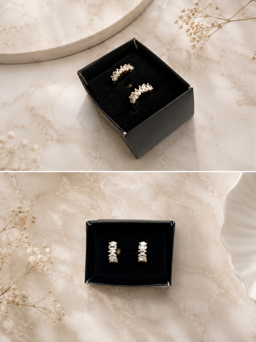 Zivèra Baguette Huggie Oorbellen | 14K Goldplated
