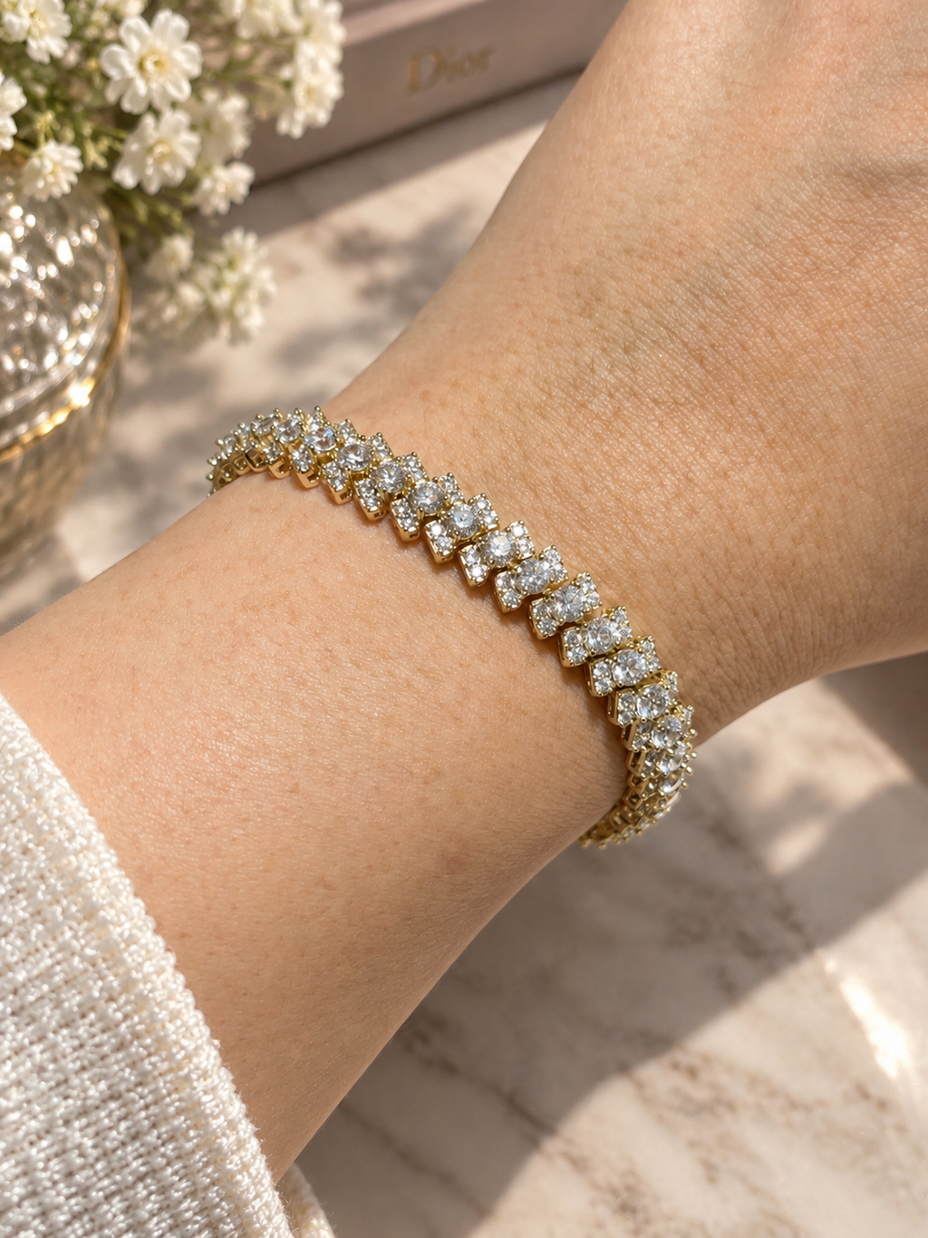 Zivèra Dubbele Rij Pavé Tennis Armband 14K Goldplated