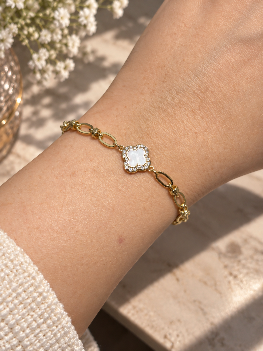 Zivèra Klaver Mother of Pearl Armband 14K Goldplated