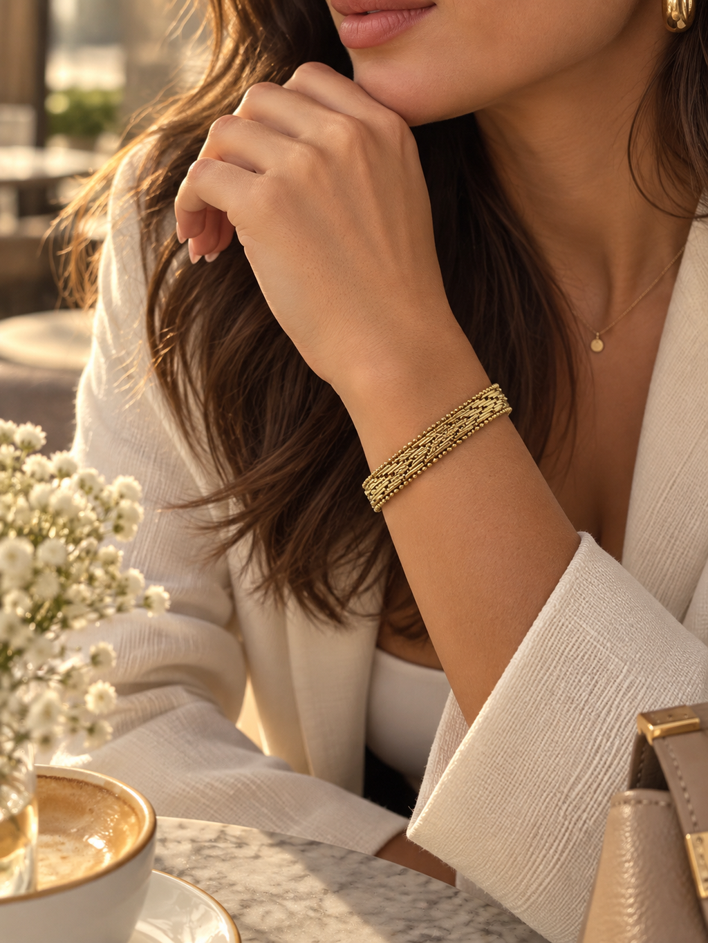 Zivèra Gestapelde Chain Armband | 14K Goldplated Stainless Steel