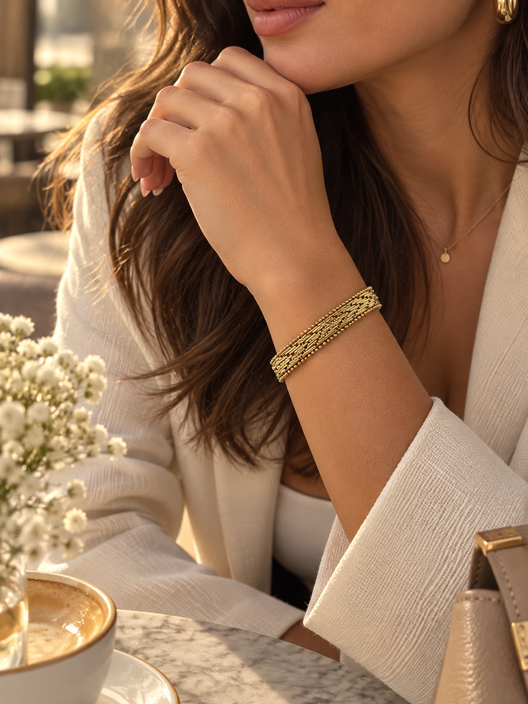Zivèra Gestapelde Chain Armband | 14K Goldplated Stainless Steel