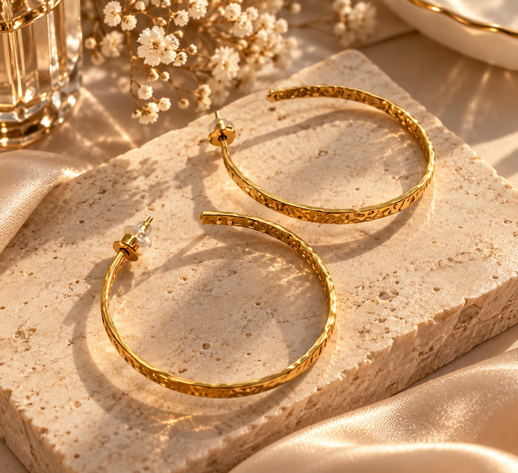 Zivèra Martelé Hoops — 14K Goldplated