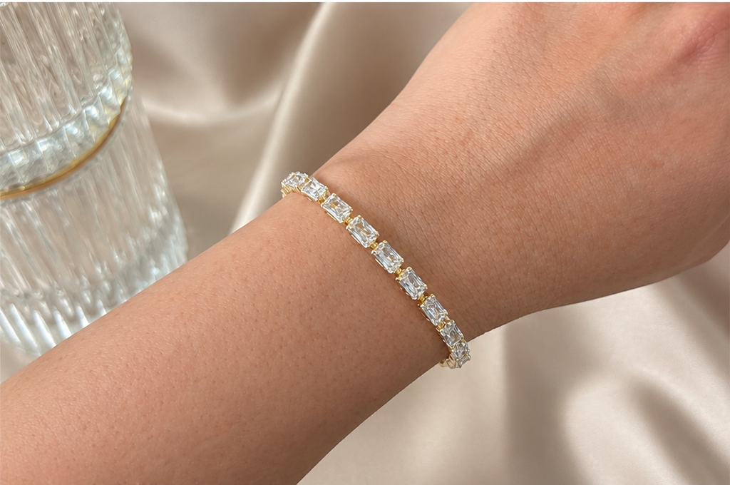 Zivèra Gouden Tennisarmband met Emerald Kristallen | 14K Goldplated